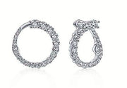 14K White Gold Open Circle Diamond Bypass Hoop Earrings